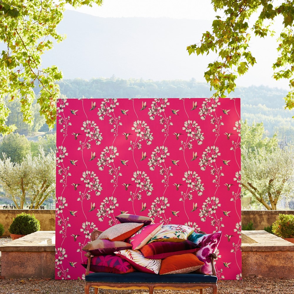 Amazilia Floral 111058 Wallpaper by Harlequin in Flamingo Pink